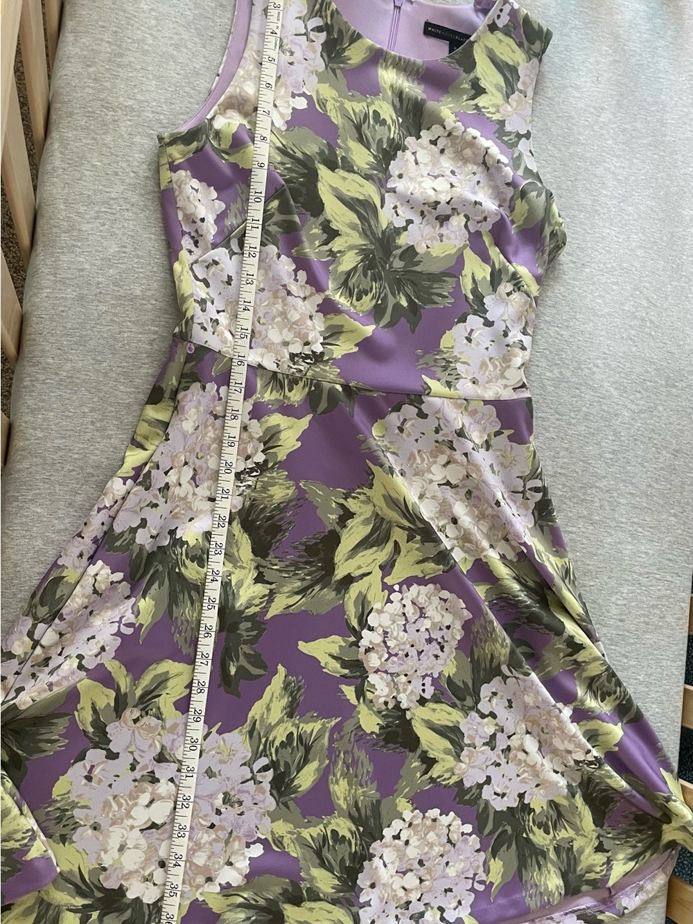White House Black Market Purple Floral Fit & Flare Midi Dress